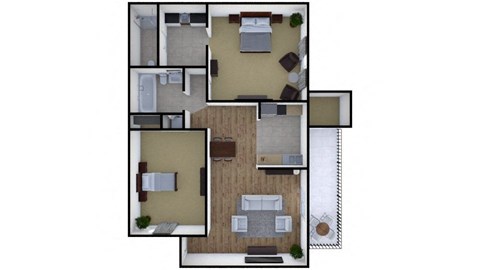 Floor plan for 2 beds, 2 baths, 1150 sqft
